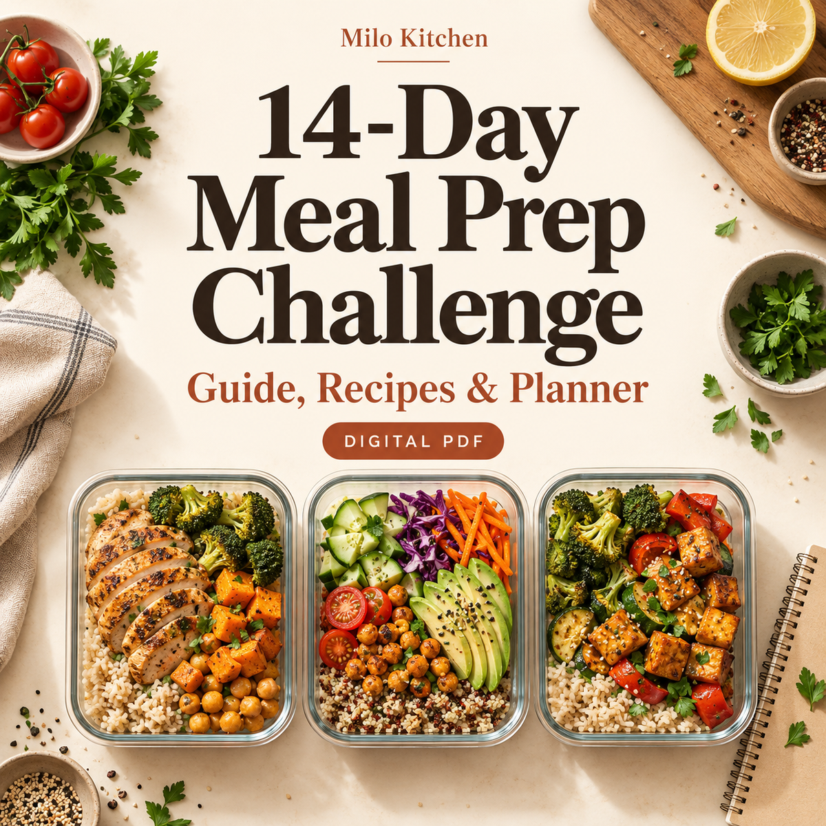 14-Day Meal Prep Challenge — Guide, Recipes & Planner