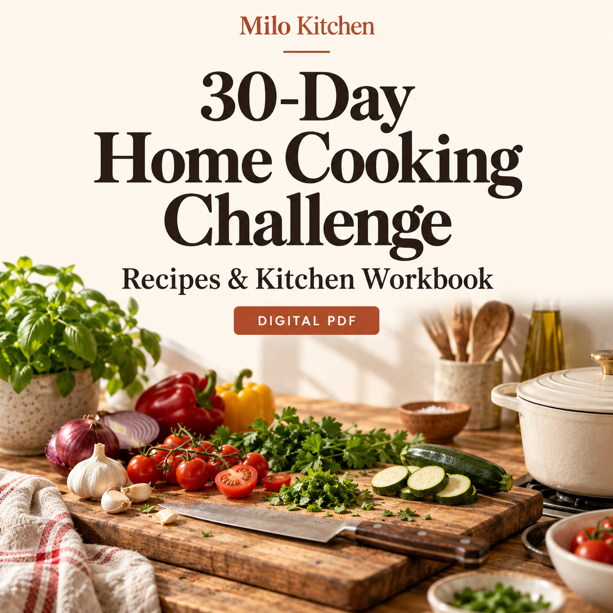 30-Day Home Cooking Challenge — Recipes & Kitchen Workbook